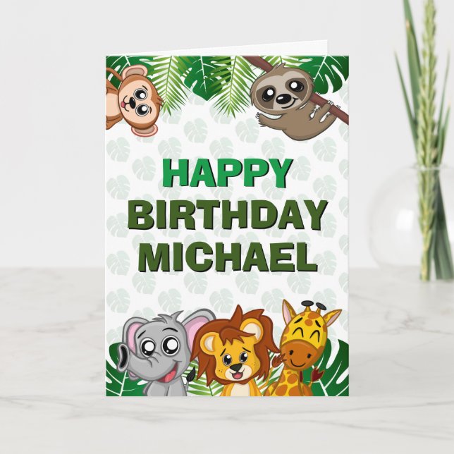 Carte Cute Wild One Jungle Safari Animaux premier annive (Devant)