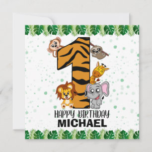 Carte Cute Wild One Safari Jungle Animaux Premier Annive