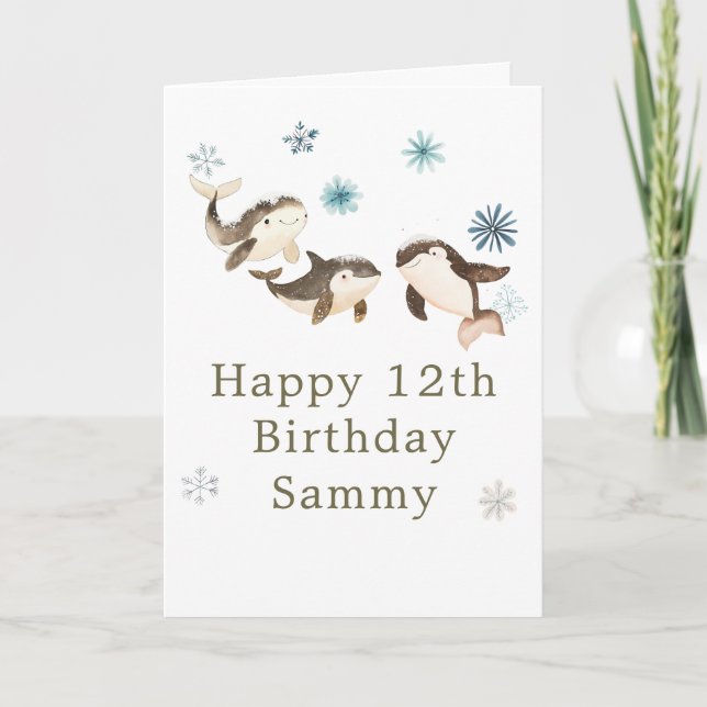 Carte Cute Winter Arctic Whale Birthday Party (Devant)