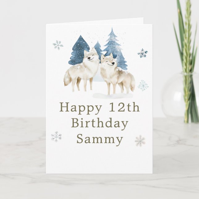 Carte Cute Winter Arctic Wolf Birthday Party (Devant)