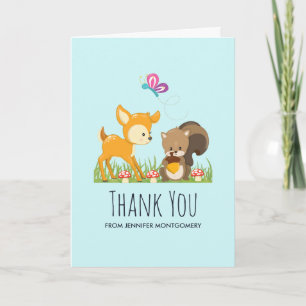 Carte Cute Woodland Créations Cartoon Merci