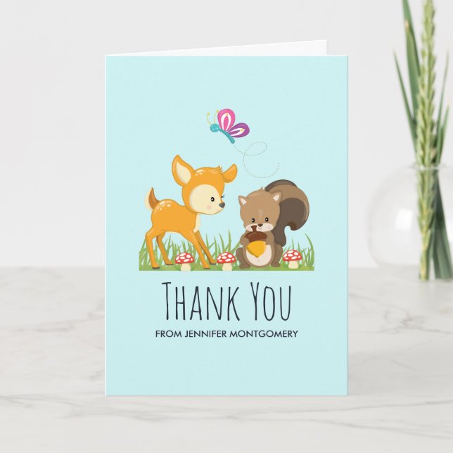 Carte Cute Woodland Créations Cartoon Merci (Devant)