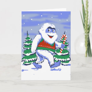 Carte Cute yeti christmas in forest