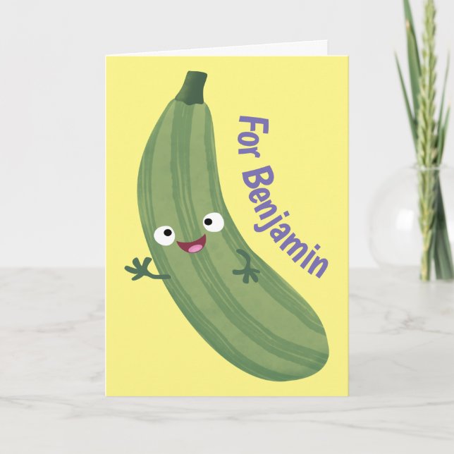Carte Cute zucchini happy cartoon illustration (Devant)