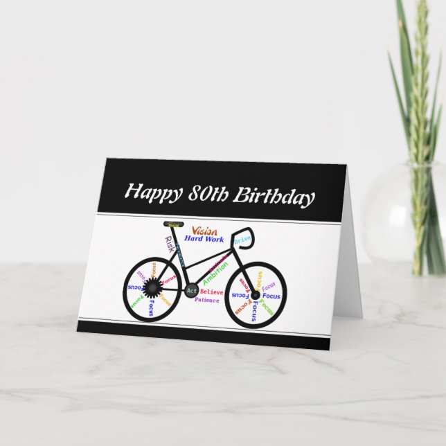 Carte Cyclisme motivationnel 80e anniversaire (Devant)