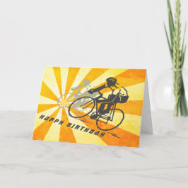 Carte Cyclistes routiers avec Retro Sunburst Vélo Annive
