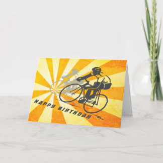 Carte Cyclistes routiers avec Retro Sunburst Vélo Annive