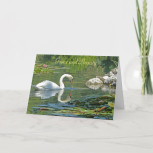 CARTE CYGNE REFLÉTÉ DANS POND/GRACE ET BEAUTY/BIRTHDAY C