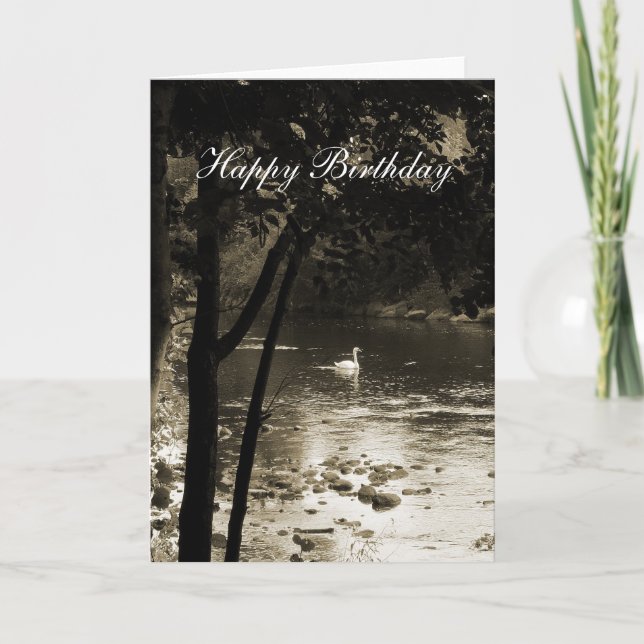 Carte Cygne sur la rivière - Anniversaire (Devant)