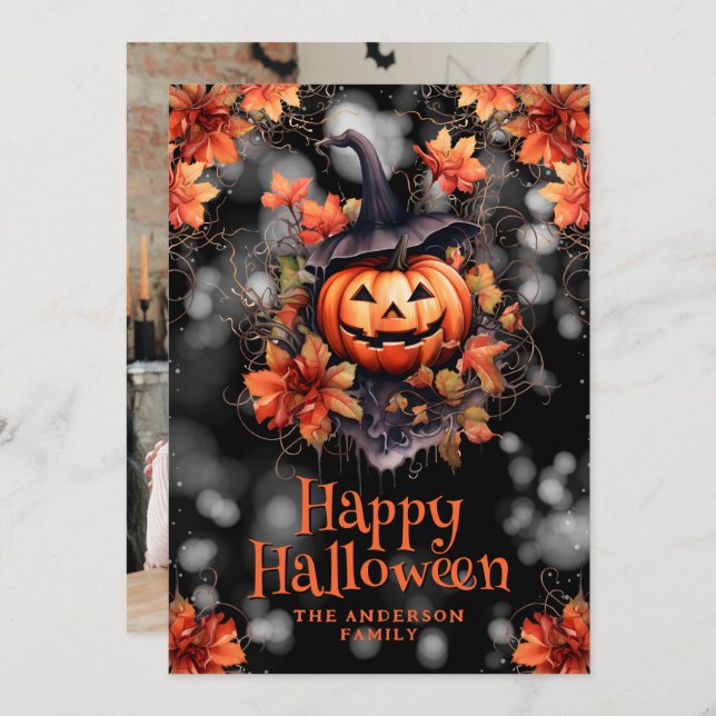 Carte d’Halloween Jack O’Lantern (Devant / Derrière)