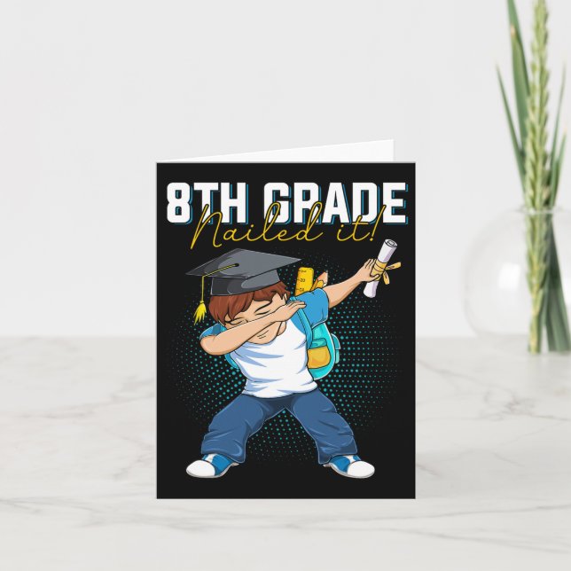Carte Dabbing Graduation Cl De 2025 Garçon 8e grade Nail (Devant)