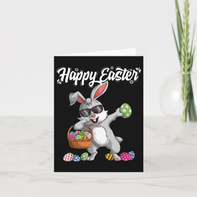 Carte Dabbing Rabbit Jour de Pâques Oeufs Dab Garçons Fi (Devant)