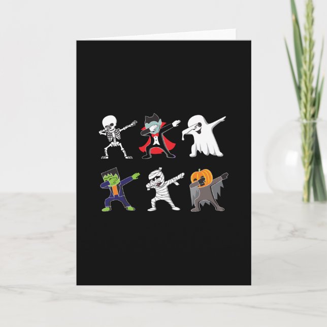 Carte Dabbing Skeleton Halloween, Halloween, garçons Dab (Devant)