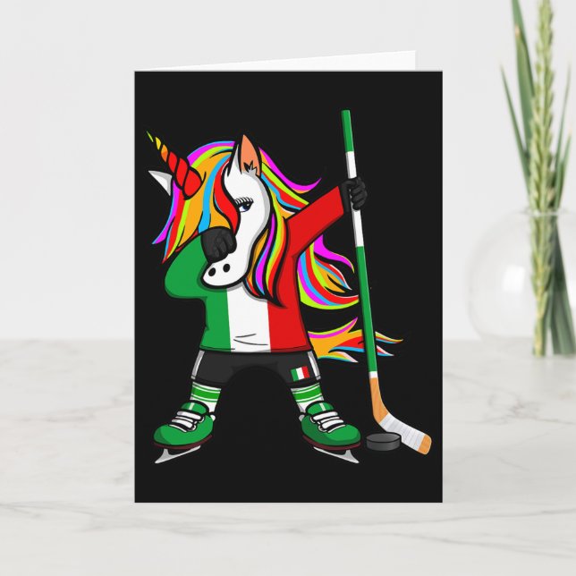 Carte Dabbing Unicorn Italy Ice Hockey Fans Jersey Winte (Devant)