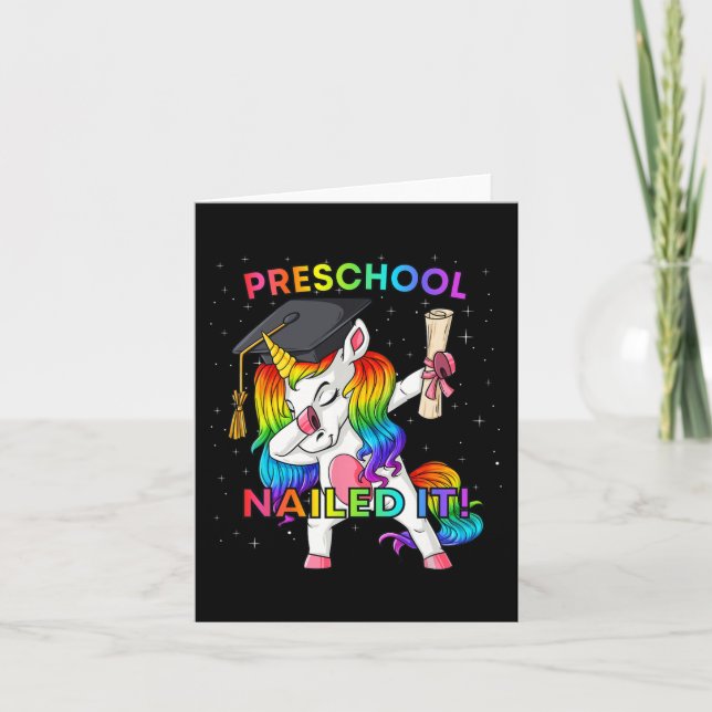 Carte Dabbing Unicorn Preschool Ncloué It Graduation Gir (Devant)