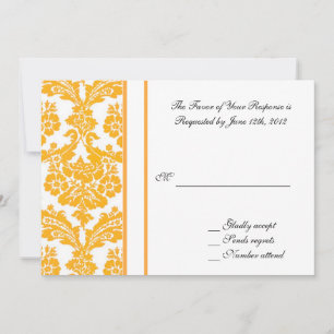 carte d'acceptation de mariage, damas jaune
