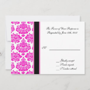 carte d'acceptation de mariage, damas rose