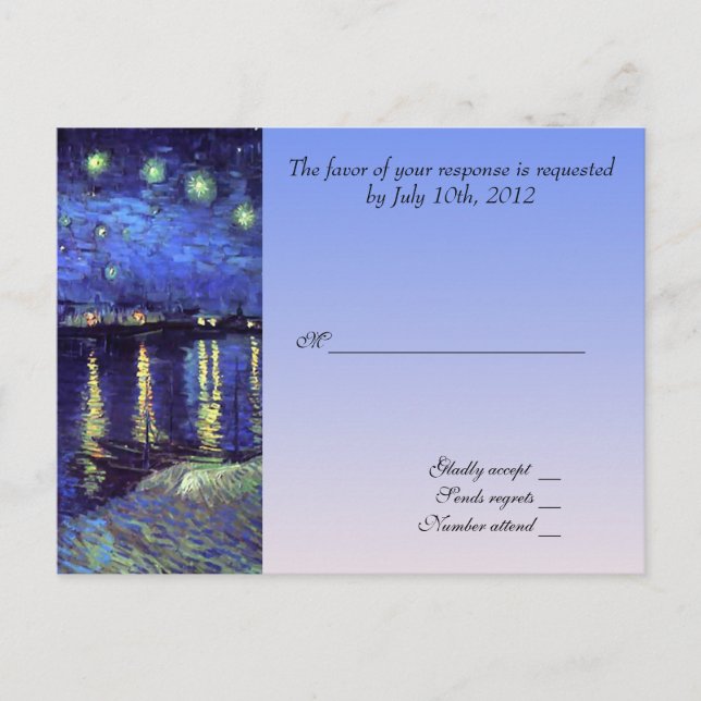 carte d'acceptation de mariage, van gogh nuit étoi (Devant)