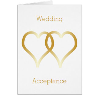Carte d'acceptation mariage Gold Hearts