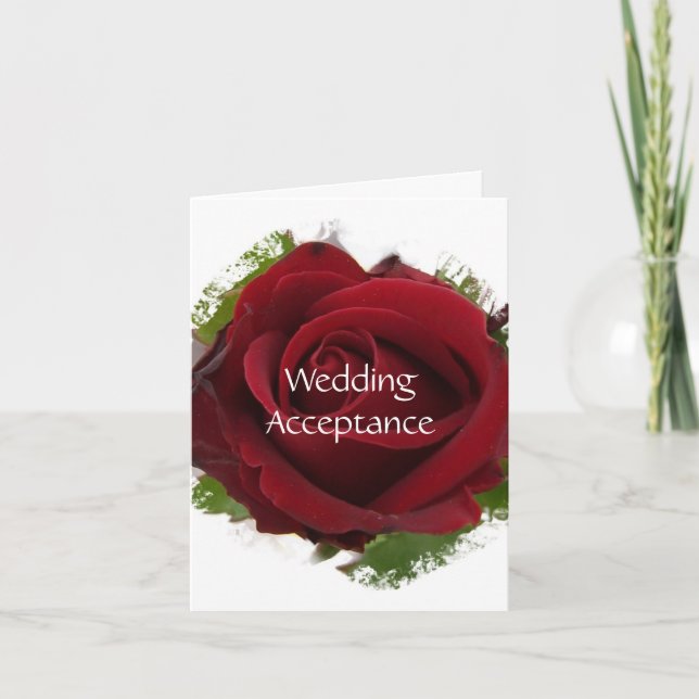 Carte d'acceptation Mariage Red Rose (Devant)