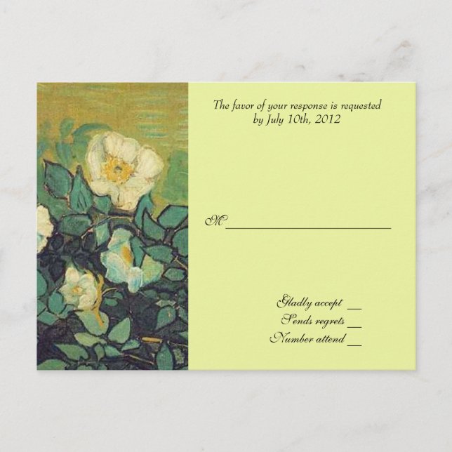 Carte d'acceptation mariage, van gogh avec roses (Devant)