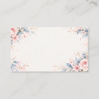 CARTE D'ACCOMPAGNEMENT 水彩フラワー 結婚式用エンクロージャーカード|ダスティブルー&くすみピンク