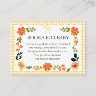 Carte D'accompagnement 010 Livres en Vichy Ambre pour Baby Shower