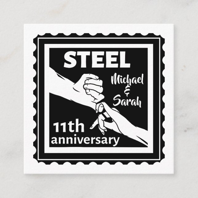 Carte D'accompagnement 11e anniversaire du mariage tenant la main (Devant)