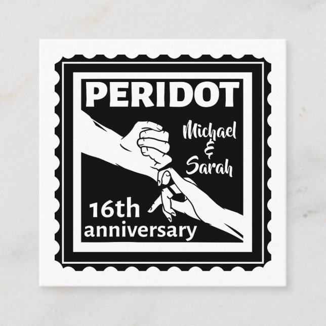 Carte D'accompagnement 16e anniversaire du mariage mains noires et blanch (Devant)