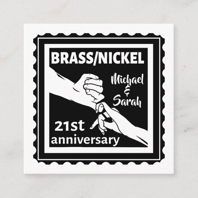 Carte D'accompagnement 21e anniversaire mariage laiton nickel traditionne (Devant)