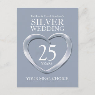 Carte D'accompagnement 25e Mariage d'argent choix de repas