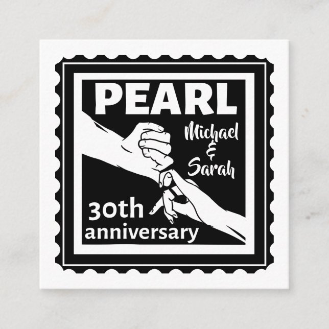 Carte D'accompagnement 30e anniversaire mariage noir et blanc romantique (Devant)