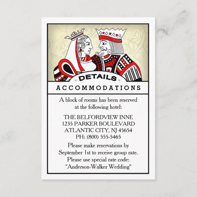Carte D'accompagnement 3.5x5 Détails Fiche d'information - King & Queen (Devant)