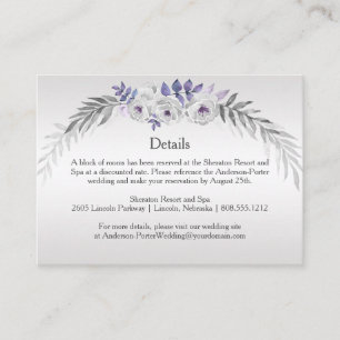 Carte D'accompagnement #3Cartes de fermeture florale en gris argenté viol