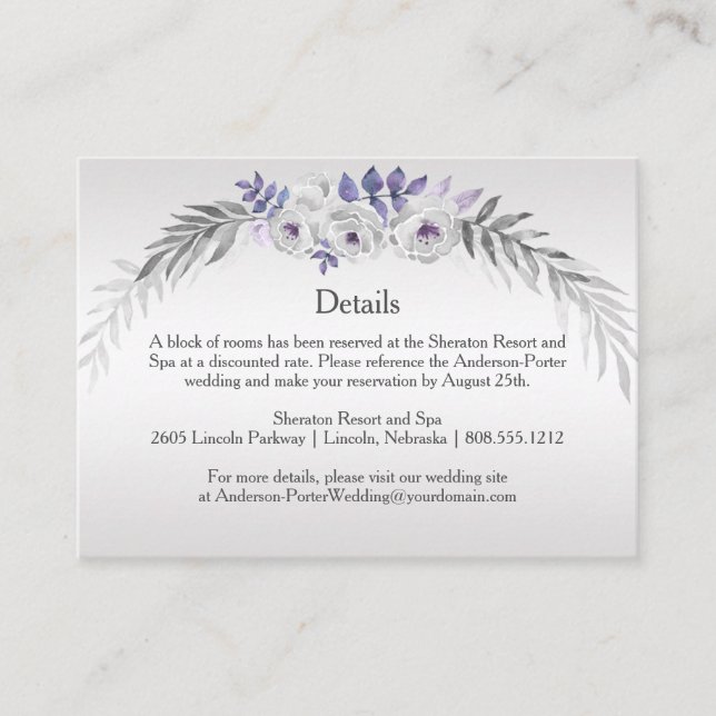 Carte D'accompagnement #3Cartes de fermeture florale en gris argenté viol (Devant)