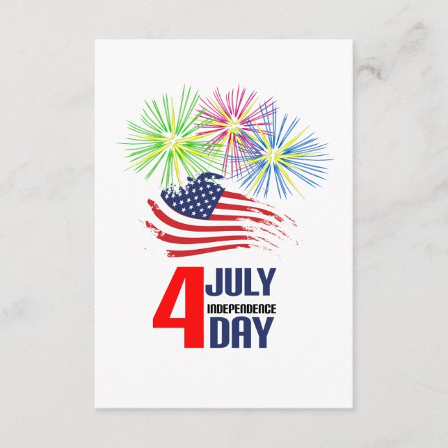 Carte D'accompagnement 4 juillet - Fête de l'Indépendance avec Drapeau et (Devant)