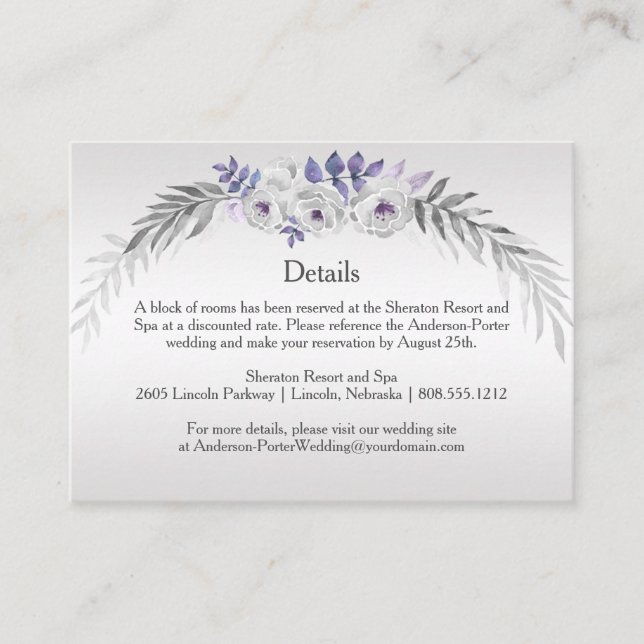 Carte D'accompagnement #4Cartes de boîtier de détails florales gris argen (Devant)