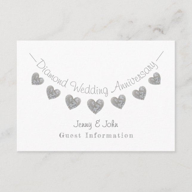 Carte D'accompagnement 60e anniversaire du Mariage Diamond détails de la  (Devant)