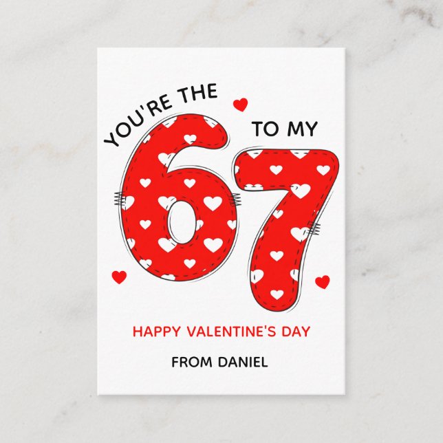 Carte D'accompagnement 67 Red Heart Funny Valentines Card for School (Devant)