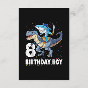 Carte D'accompagnement 8 ans, 8e anniversaire Garçon requin Dinosaure Pri
