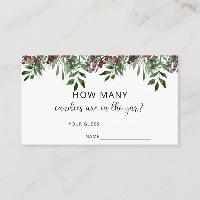 Carte D'accompagnement À feuillage persistant deviner combien de bonbons (Devant)