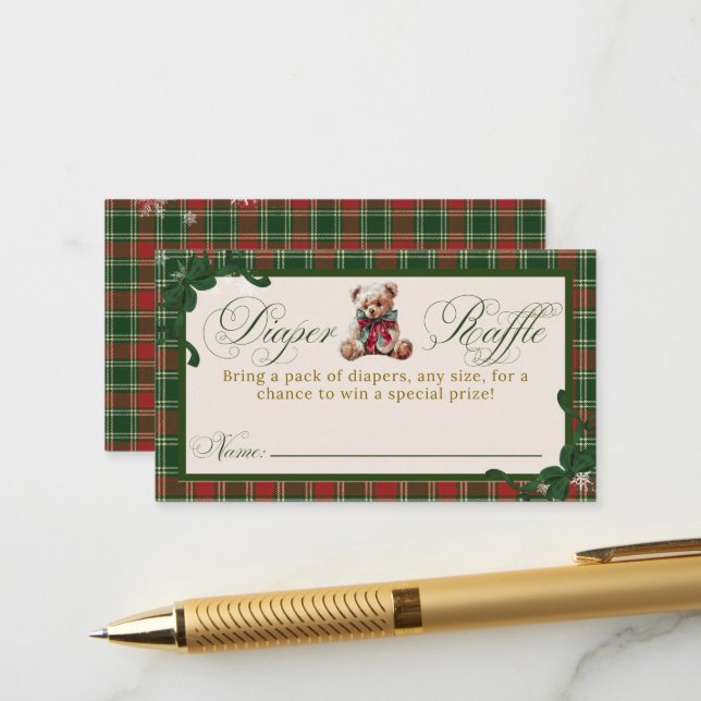 Carte D'accompagnement A Merry Little Baby Shower Teddy Bear Christmas (Devant/Arrière en situation)