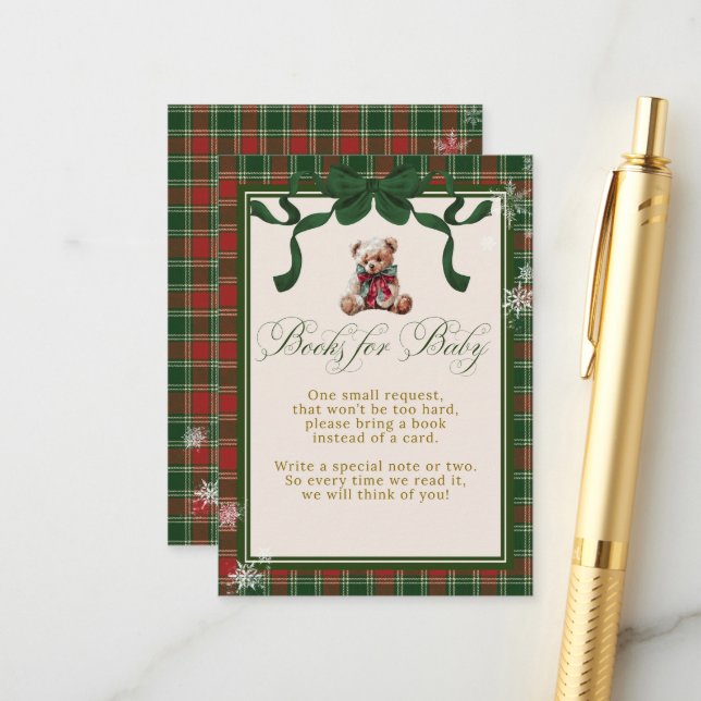 Carte D'accompagnement A Merry Little Baby Shower Teddy Bear Christmas (Devant/Arrière en situation)