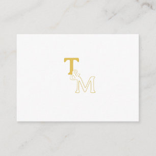 Carte d'accompagnement à monogramme initial or élé