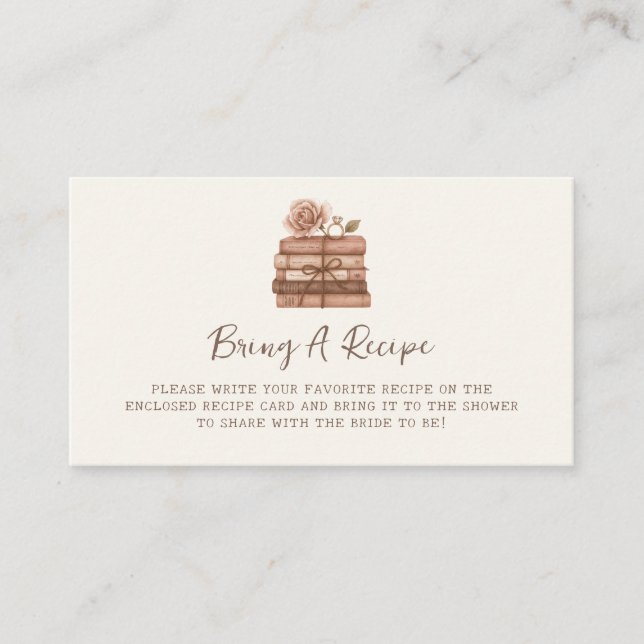 Carte D'accompagnement A New Chapter Bridal Shower Recipe (Devant)