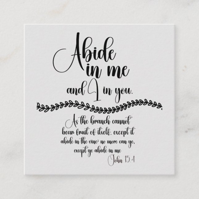 Carte D'accompagnement Abide in Me KJV Bible Verse Rappel (Devant)