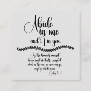 Carte D'accompagnement Abide in Me KJV Bible Verse Rappel
