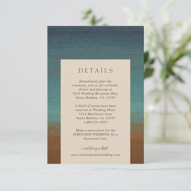 Carte D'accompagnement Abstrait Coastal Chic Mariage moderne (Debout devant)