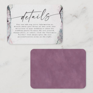 Carte D'accompagnement Abstrait moderne Lilac Purple Détails du Mariage