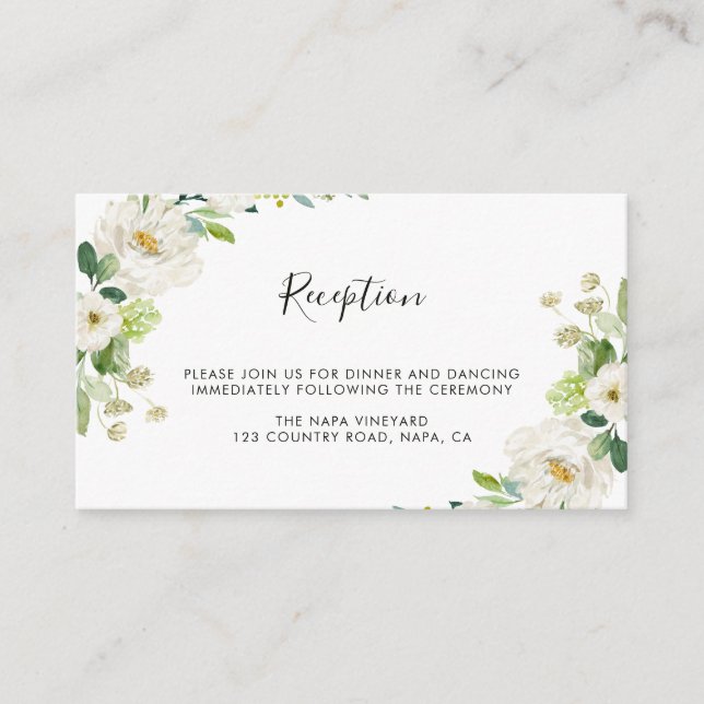 Carte D'accompagnement Accueil Mariage Floral Blanc (Devant)